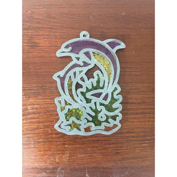 Dolphins Stained Glass Window Art Hanger handmade - Picture 3 of 4